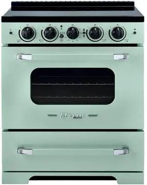 UNIQUE UNQ30CRICLG 3.9 Cu. Ft. Summer Mint Green Freestanding Classic Retro Induction Range