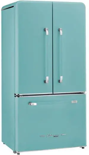 UNIQUE UGP595LTAC 21.4 Cu. Ft. Ocean Mist Turquoise Classic Retro Counter-Depth French Door Refrigerator