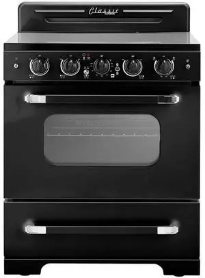 UNIQUE UGP30CRECB 3.9 Cu. Ft. Retro Midnight Black Freestanding Electric Range