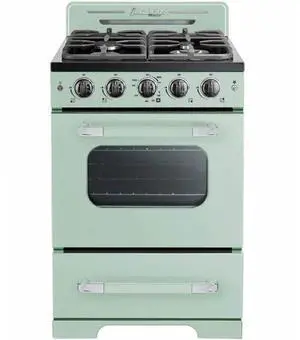 UNIQUE UGP24CRLG 2.9 Cu. Ft. Summer Mint Green Freestanding Classic Retro Convection Gas Range