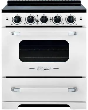 UNIQUE UNQ30CRICW 3.9 Cu. Ft. Marshmallow White Freestanding Classic Retro Induction Range