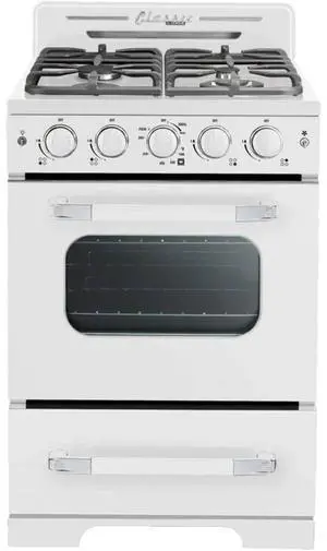 UNIQUE UGP24CRW 2.9 Cu. Ft. Marshmallow White Freestanding Classic Retro Convection Gas Range