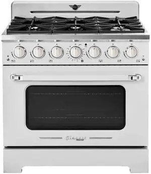 UNIQUE UGP36CRW 5.2 Cu. Ft. Marshmallow White Freestanding Classic Retro Pro Convection Gas Range