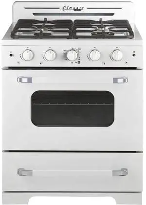 UNIQUE UGP30CRW 3.9 Cu. Ft. Marshmallow White Freestanding Classic Retro Convection Gas Range