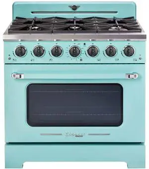 UNIQUE UGP36CRT 5.2 Cu. Ft. Retro Ocean Mist Turquoise Freestanding Gas Range