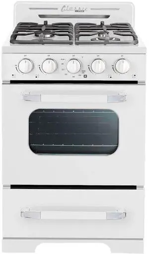 UNIQUE UGP24CROF1W 2.3 Cu. Ft. Marshmallow White Retro Freestanding Propane Range