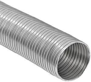 Arrow Industries 8" x 8 ft Corrugated Aluminum Dryer Duct - Plain End - Flexible Venting