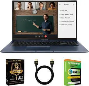 15.6" ASUS VivoBook 15 Laptop  AMD Ryzen 5 7430U 6-Core + 8GB RAM + 512GB NVMe SSD + Full HD Anti-Glare Display + Radeon Graphics  Student-Friendly Bundle  2-Year Warranty  Black