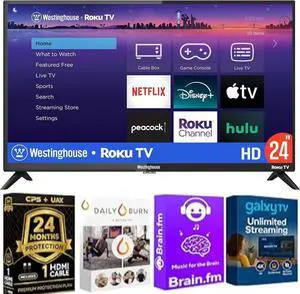 Westinghouse 24" HD Smart Roku TV  720p Resolution, Wi-Fi, HDMI & USB Connectivity, Compact Design with 2-Year Warranty & Streaming Bundle