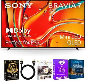 Sony 85-Inch BRAVIA 7 4K HDR Mini LED QLED Smart Google TV  Dolby Vision, PS5 Features, HDMI 2.1, 2-Year CPS Protection, HDMI Cable & Streaming Bundle