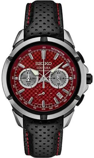Seiko SSB435 Coutura Collection Chronograph Quartz Watch - Black/Red