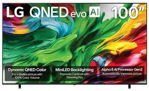 LG 100-Inch Class QNED AI 4K QNED85A Series Smart TV w/AI Picture, AI Sound, HDR10, AI Super Upscaling 4K, Filmmaker Mode, Wow Orchestra, Alexa Built-in (100QNED85AU, 2025)