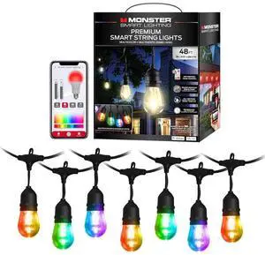 Monster MOW71009ICW 24 Ft. Sound Reactive Smart Multi-Color Outdoor String Light
