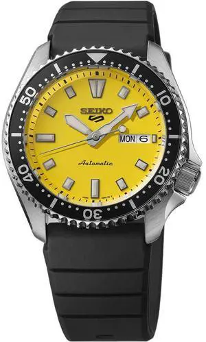 Seiko SRPL87 5 Sports SKX Collection Automatic Watch - Black/Yellow