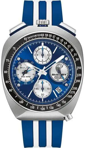 Bulova 98B452 150th Anniversary SHELBY Racer Chronograph Limited Edition Quartz Watch - Two Tone/Blue
