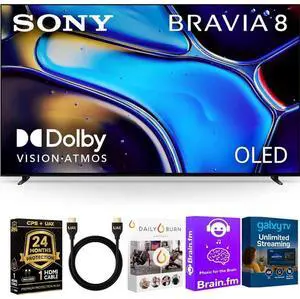 Sony K77XR80BKIT1 Sony 77 inch BRAVIA 8 OLED 4K HDR Google TV Bundle  XR OLED Contrast, Dolby Vision, 120Hz, Aco