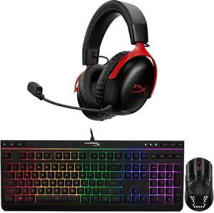PC Gaming Bundle - Cloud III S Wireless Headset - Alloy Core Full-Size Wired Membrane Keyboard - Pulsefire Haste Wireless Mouse