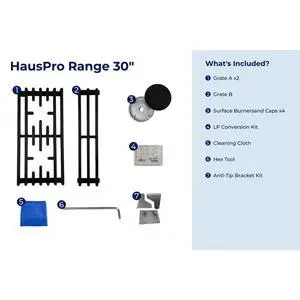 HAUSLANE PRD30BS 4.2 Cu. Ft. Stainless and Black Stainless HausPro Freestanding Dual Fuel Convection Range HAUSLANE PRD30BS 4.2 Cu. Ft. Stainless and Black Stainless HausPro Freestanding Dual Fuel Convection Range