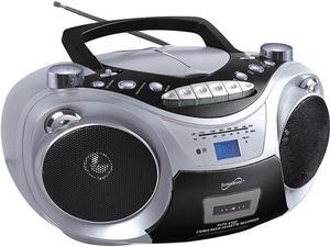 Supersonic SC-709 SILVER Portable MP3 & CD Player with Cassette Recorder & AM/FM Radio (Silver)
