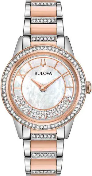 Bulova 98L246 Womens Rose Gold Crystal TurnStyle Watch