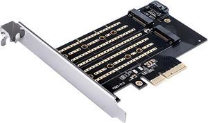 ORICO M.2 PCIe Adapter NVMe & SATA Dual Protocol, M2 NVMe SSD to PCI-e 3.0 x4 Host NVMe & SATA Protocol Controller Expansion Card (B KEY+M KEY)