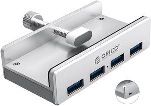 ORICO Aluminum Powered USB Hub With 4 USB 3.0 Ports, Compact Space-Saving Mountable with Extra Power Supply Port and 4.92ft USB Data Cable, Ultra-Portable USB Expander for MacBook Air/Laptop/PC