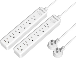 ORICO 2Pcs 6-Outlet Surge Protector Power Strip Surge 175Joules 4.92ft Cord LED Indicator Arrest Home/Office , White Color ORICO 2Pcs 6-Outlet Surge Protector Power Strip Surge 175Joules 4.92ft Cord LED Indicator Arrest Home/Office , White Color