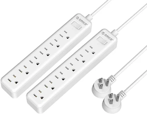 ORICO 2 Pcs 6-Outlet Surge Protector Power Strip Surge 4.92ft Cord LED Indicator Arrest Home/Office , White Color ORICO 2 Pcs 6-Outlet Surge Protector Power Strip Surge 4.92ft Cord LED Indicator Arrest Home/Office , White Color