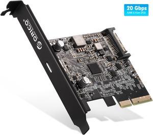20 Gbps PCI-Express Type C Expansion Card, ORICO PCI-Express to USB 3.2 Gen 2x2 (20 Gbps) for Windows 7/8/10/Linux/MAC OS, Compatible Slot: PCIe x4 (3.0), PCIe x8, PCIe x16