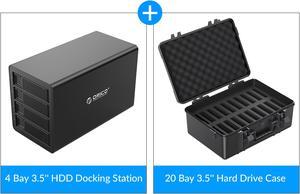 ORICO 20-Bay 3.5 inch Hard Drive Box Multi-Protection Case 15.7 x 14.1 x  5.1 Inch Waterproof Storage Carrying Box HDD Storage Case Anti-Static Shock