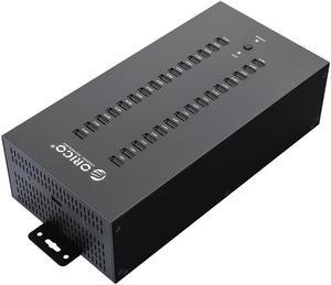 ORICO Industrial 30 Port USB 2.0 Splitter, 300W Powered Data Hub, Full Metal Case, Wall Mountable Support Phone/Tablet Charging, Refurbishing and Brush, Batch Data Transfer