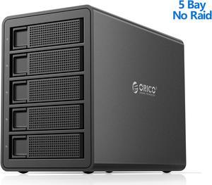 ORICO Aluminum 5 Bay USB 3.0 to SATA External Hard Drive Enclosure Support 80TB for 2.5/3.5 inch HDD SSD Multi-Bay Hard Drive Case for Enterprise Data Storage Built-in 150W Power No Raid
