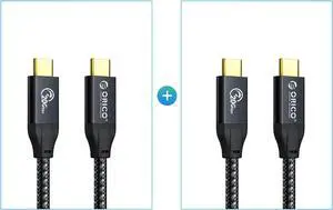 ORICO 2-Pack PD 100W Power USB C to USB C Cable 10ft. 20Gbps SuperSpeed Transfer HD 4K @60Hz Video Braided with E-mark Chip for MacBook(CM32)