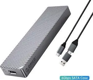 ORICO M.2 SATA SSD Enclosure Adapter Aluminum 6Gbps USB 3.2 Gen2 with USB-C/USB-A 2-in-1 Data Cable Supports B-Key or B&M Key, Support Size 2230/2242/2260/2280 SSDs - Gray ORICO M.2 SATA SSD Enclosure Adapter Aluminum 6Gbps USB 3.2 Gen2 with USB-C/USB-A 2-in-1 Data Cable Supports B-Key or B&M Key, Support Size 2230/2242/2260/2280 SSDs - Gray