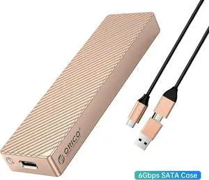 ORICO M.2 SATA SSD Enclosure Adapter Aluminum 6Gbps USB 3.2 Gen2 with USB-C/USB-A 2-in-1 Data Cable Supports B-Key or B&M Key, Support Size 2230/2242/2260/2280 SSDs - Rose Gold ORICO M.2 SATA SSD Enclosure Adapter Aluminum 6Gbps USB 3.2 Gen2 with USB-C/USB-A 2-in-1 Data Cable Supports B-Key or B&M Key, Support Size 2230/2242/2260/2280 SSDs - Rose Gold