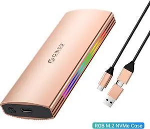 ORICO M.2 RGB NVMe SSD Enclosure Aluminum Alloy USB 3.1 Gen2 Type-C 10Gbps Support UASP for NVMe SSD Size 2230/2242/2260/2280 - Rose Gold ORICO M.2 RGB NVMe SSD Enclosure Aluminum Alloy USB 3.1 Gen2 Type-C 10Gbps Support UASP for NVMe SSD Size 2230/2242/2260/2280 - Rose Gold