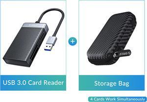 All Read USB 3.0 Card Reader with Case, ORICO 4 in 1  SD TF CF MS Memory Smart Card Reader Compact Flash Card Adapter 15cm Cable for Laptop, Phone