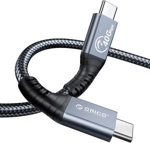 ORICO 40Gbps USB C Cable 1ft. for Thunderbolt 4, PD100W Dual Fast Charge, 40Gbps Data Transfer HD 8K @60Hz Nylon Braided for Macbook