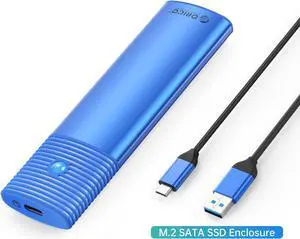 ORICO M.2 SATA SSD Enclosure Tool Free 5Gbps Support M.2 SATA PCIe B-Key / B+M Key SSD for Size 2230/2242/2260/2280 with USB A to C Cable - Blue ORICO M.2 SATA SSD Enclosure Tool Free 5Gbps Support M.2 SATA PCIe B-Key / B+M Key SSD for Size 2230/2242/2260/2280 with USB A to C Cable - Blue