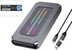 ORICO M.2 NVMe SSD 512GB PCIe Gen3. X4, NVMe 1.3 64L 3D NAND QLC Internal Solid State Drive 2280 with RGB M.2 NVMe SSD Enclosure