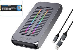 ORICO M.2 NVMe SSD 1TB PCIe Gen3. X4, NVMe 1.3 64L 3D NAND QLC Internal Solid State Drive 2280 with RGB M.2 NVMe SSD Enclosure