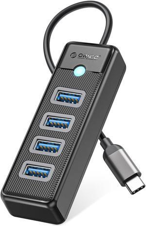 ORICO USB C Hub 4 Ports USB 3.1 Type C to USB 3.0 Hub Adapter, USB Splitter for Laptop, Mobile Phone, Tablet with 0.5ft Cable, Compatible with Mac OS 10.X and Above, Linux, Android-Black