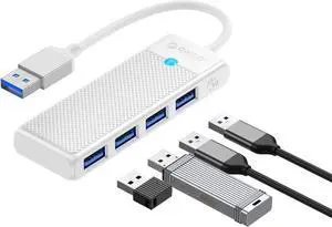 ORICO 4-Port USB 3.0 Hub, Ultra-Slim Data USB Hub with 0.5ft Extended Cable for Windows,XP, Vista ,Windows, Linux and Mac Desktop or Laptop -Black White 4 USB 3.0 15cm USB A 1 Pack