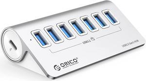 ORICO USB 3.0 Hub Aluminum [5Gbps], 7 Port USB Hub with 1.64Ft USB-C Cable and USB-A Adapter USB Splitter for iMac, All MacBooks, Mac Mini
