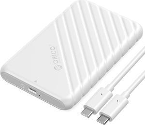 ORICO 2.5 inch External Hard Drive Enclosure USB C to SATA 6Gbps HDD SSD Storage HDD Case Support Up to 6TB SSD UASP protocols and TRIM for PC Laptop with USB C to C Cable White