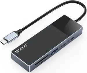 ORICO Aluminum 4 Ports USB HUB 10Gbps for Laptop, Support PD 100W, 1x Type C Port, SD/TF Card Reader  and 1 x USB 3.2 Gen2 Ports Ultra-Slim Data for MacBook, Mac Pro,  XPS, PC, Flash Drive, Mobile