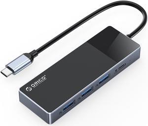 ORICO Aluminum 4 Ports USB HUB 10Gbps for Laptop, Support PD 100W, 3x USB 3.2 Gen2 Ports Ultra-Slim Data for MacBook, Mac Pro,  XPS, PC, Flash Drive, Mobile
