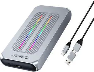 ORICO M.2 NVMe SSD Enclosure Aluminum RGB Reader USB 3.1 Gen2 Type-C 10Gbps Support UASP for NVMe SSD Size 2230/2242/2260/2280 - Silver ORICO M.2 NVMe SSD Enclosure Aluminum RGB Reader USB 3.1 Gen2 Type-C 10Gbps Support UASP for NVMe SSD Size 2230/2242/2260/2280 - Silver