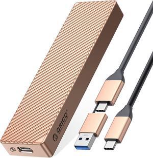 ORICO M.2 NVMe SSD Enclosure Adapter Aluminum 10Gbps USB 3.2 Gen2 with USB-C/USB-A 2-in-1 Data Cable Supports M-Key or B&M Key, Support Size 2230/2242/2260/2280 SSDs - Rose Gold