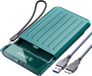 ORICO USB3.0 Micro-B to SATA3.0 Hard Drive Enclosure, Portable 2.5inch External Hard Drive Case Support UASP for 2.5'' SSD/HDD for Laptop, PS4, Xbox,Router,Green - M25U3